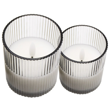 LED Gray Texture Glass Candle, L-YB7080SWS