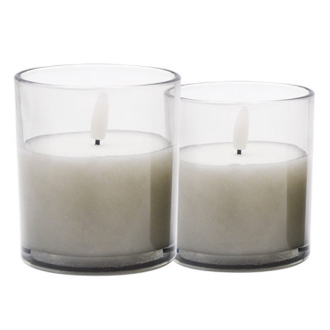 LED Gray Glass Candle, L-YB7082S