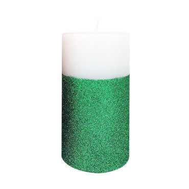 Green Glitter Pillar Candle, JY70130FCF-H